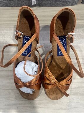 Dance America Copper Satin Ballroom Latin Dance Shoes - Copper